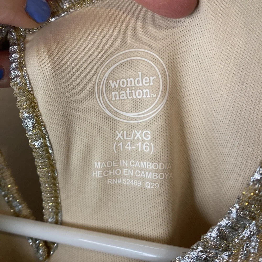 WONDER NATION tan & silver sleeveless dress